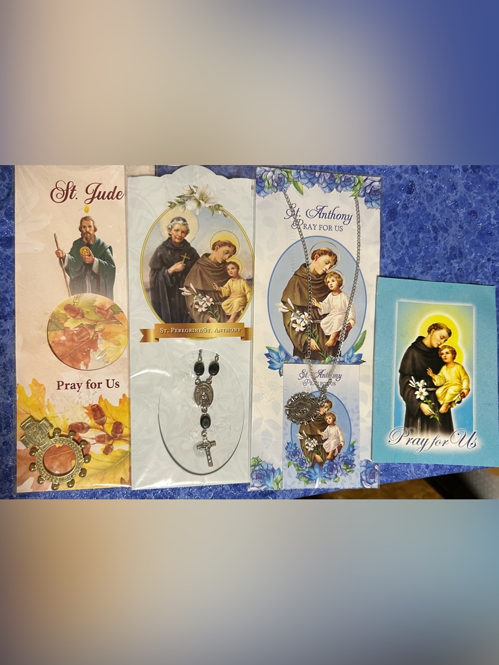 St. Anthony & St. Peregrine Religious Necklace and Rosary Set of four